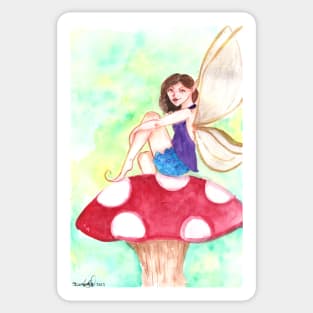 Woodland Fairy on a Toadstool Sticker